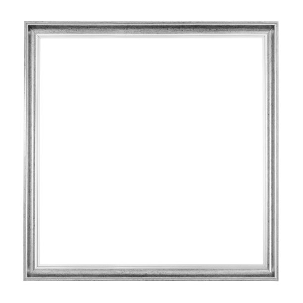 朴素的银色木制画框孤立在白色，剪辑路径图片下载