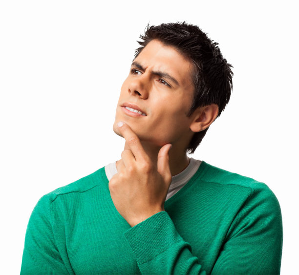 沉思的年轻人-孤立图片下载