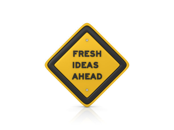 新想法前方道路标志- 3D渲染素材图片