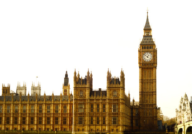 白色背景上的大本钟图片下载