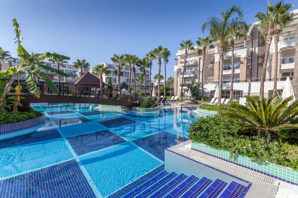 豪华建筑酒店游泳池素材图片