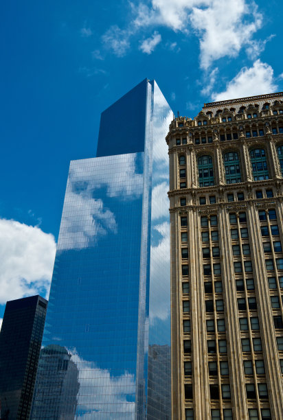 纽约，建筑对比，风格和时代的城市景观，曼哈顿图片下载