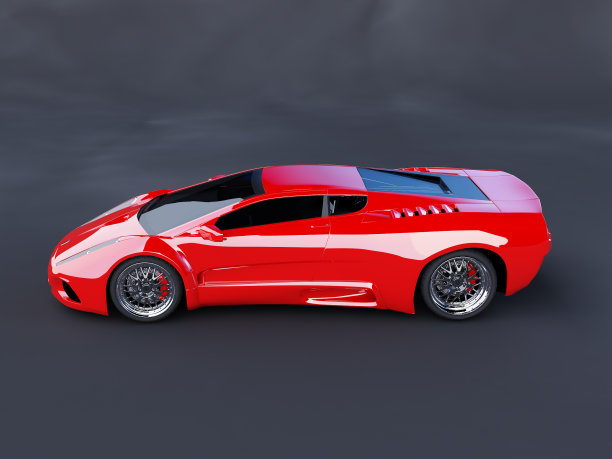 黑色背景下的红色豪华车图片下载