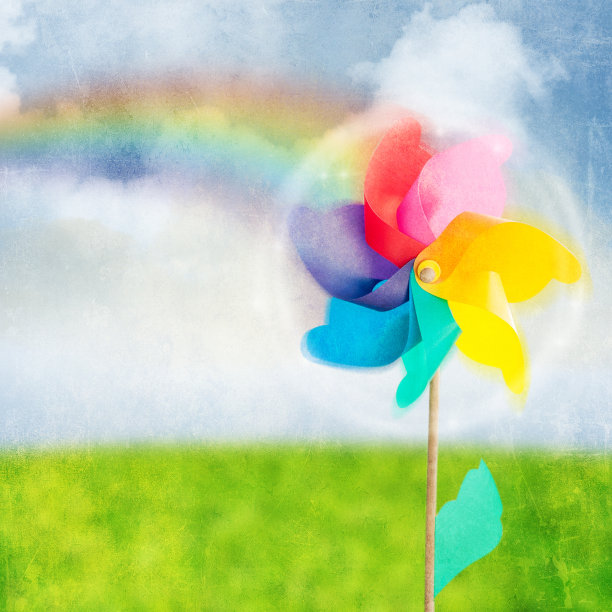 蓝天下的风车图片下载