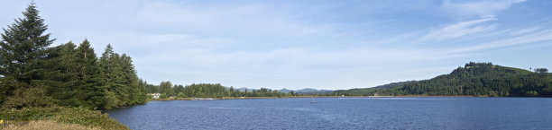 培育水库湖大坝甜蜜的家俄勒冈全景超宽图片下载