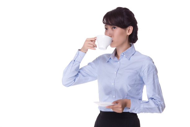 年轻的亚洲商务女性喝咖啡图片下载
