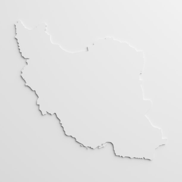 剪纸伊朗国家地图与孤立的背景图片下载