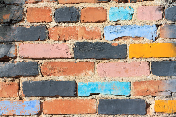 彩色纹理砖墙背景图片下载