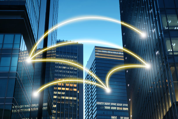 未来城市，建筑通过云计算连接图片下载