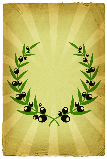 旧纸上的橄榄枝花环背景图片下载