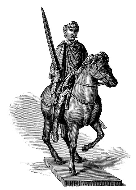 查理曼雕像的古董插图图片下载