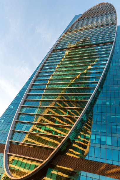 现代国际商务中心莫斯科城，下午，反思，莫斯科，俄罗斯图片下载