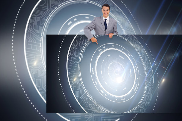 商人显示黑色背景和发光的圆圈图片下载