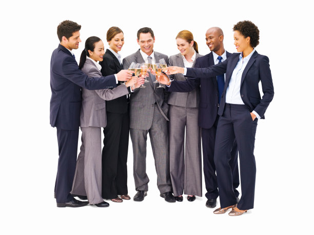 商业人士为成功干杯-孤立图片下载