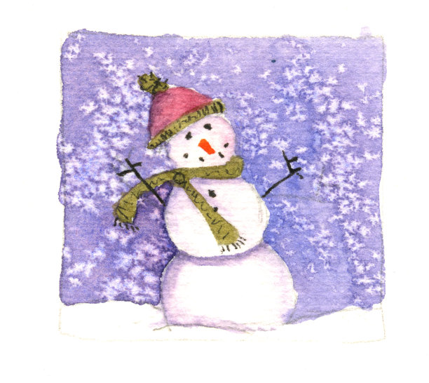 水彩雪人图片下载