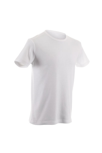 在孤立的白色t恤侧视图裁剪路径图片下载