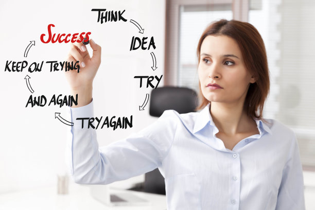 女商人绘制成功战略图图片下载