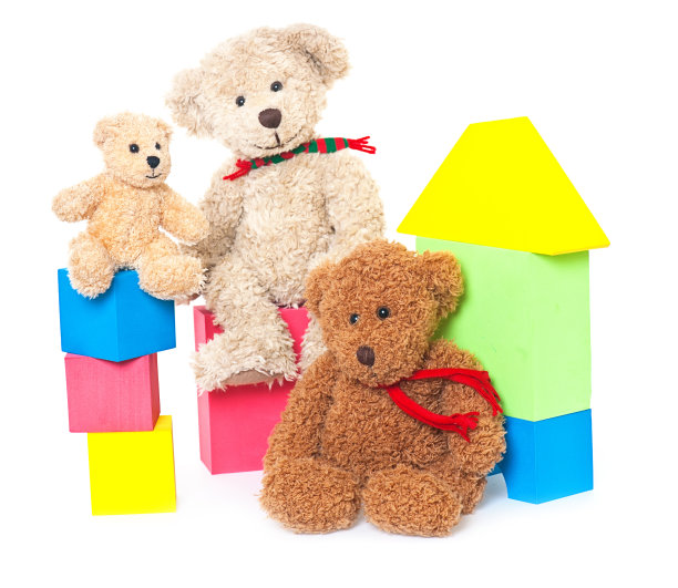 教育积木和泰迪熊堆图片下载