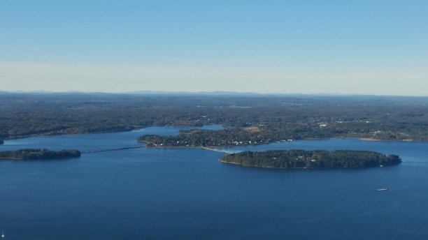 航空景观的麦克沃斯岛，卡斯科湾，波特兰，缅因州图片下载