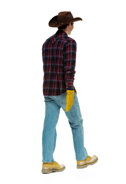 后视图的农民行走图片下载