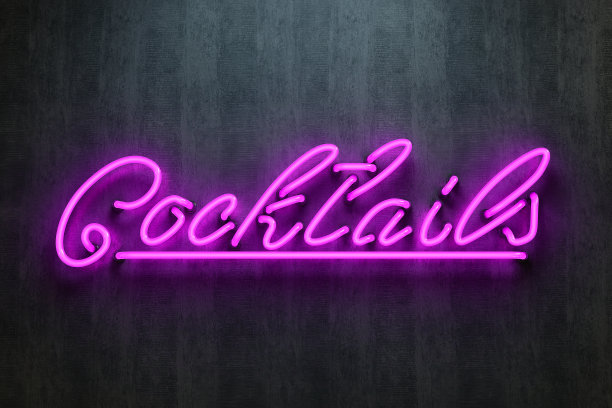 鸡尾酒上的霓虹招牌图片下载