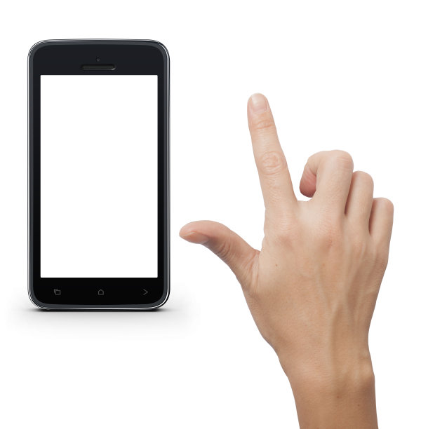 触摸手指的普通智能手机图片下载
