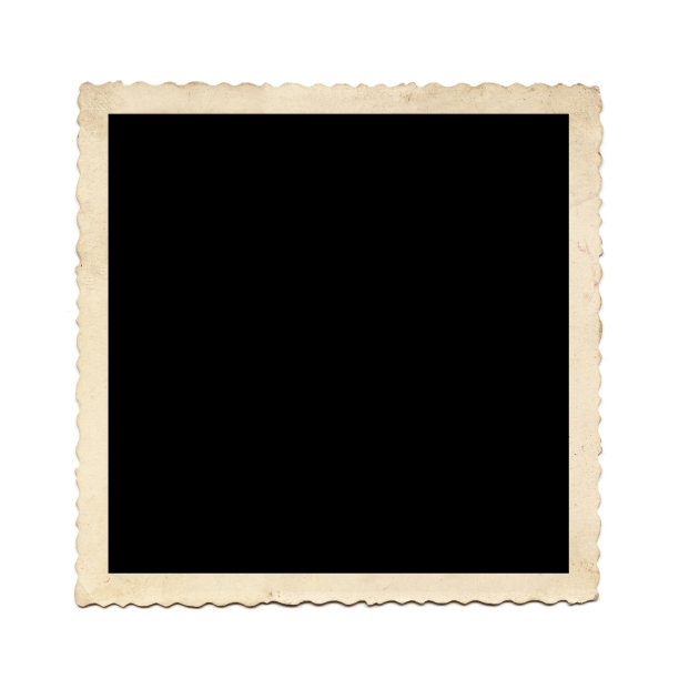 古董相框锯齿边缘，孤立在白色背景图片下载