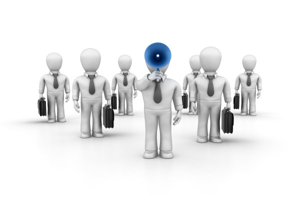 商人谈论的扩音器- 3D渲染图片下载