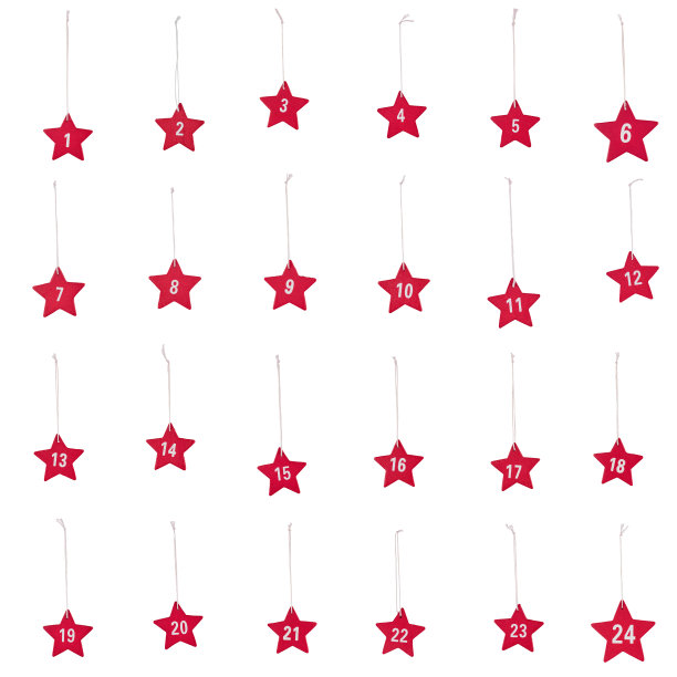 红木星号1至24串圣诞孤立图片下载