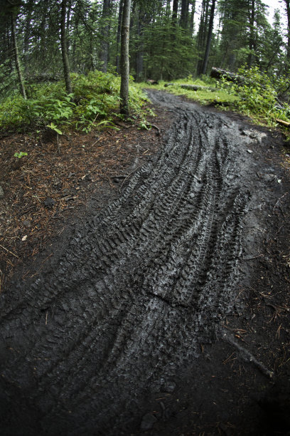 泥泞山地自行车道图片下载