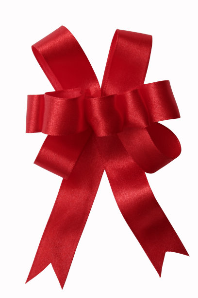 孤立的红丝带在白色的背景图片下载