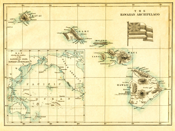 夏威夷古地图图片下载
