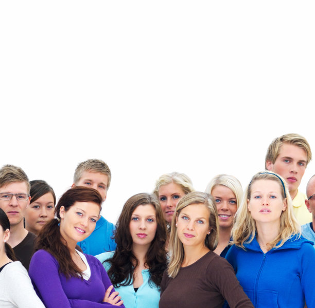 自信的年轻男女站在一起图片下载