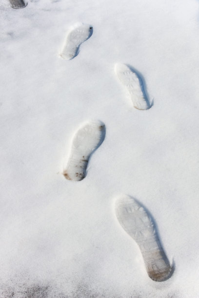 雪地上的脚印图片下载