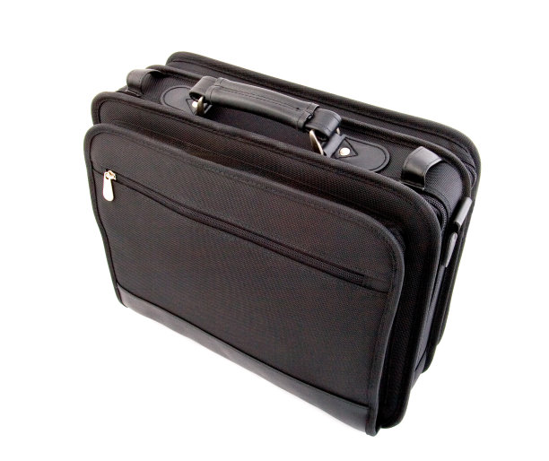 黑色织物笔记本电脑包/公文包。图片下载