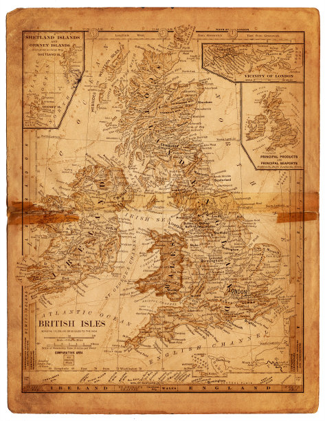 1884年不列颠群岛地图图片下载
