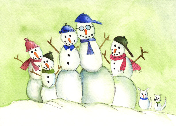 雪人家庭图片下载