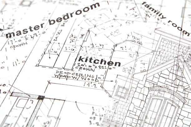 建筑平面细部(外部，MBR，厨房和家庭房)图片下载