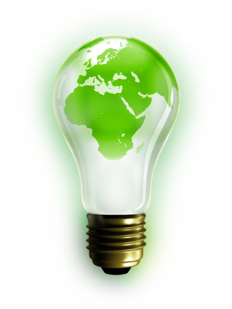 灯泡与地球地图，剪辑路径包括图片下载