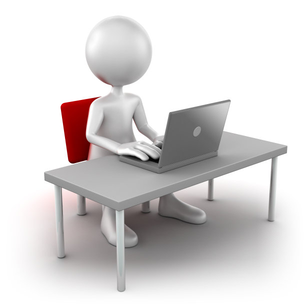 3d人使用计算机，与剪切路径隔离图片下载