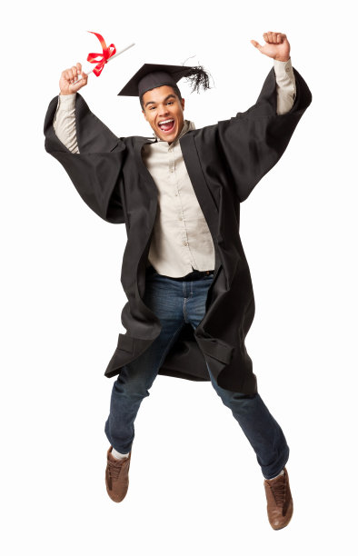 年轻的毕业生庆祝-孤立图片下载