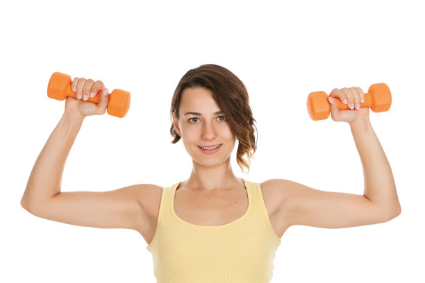 年轻漂亮的女人做举重运动图片下载