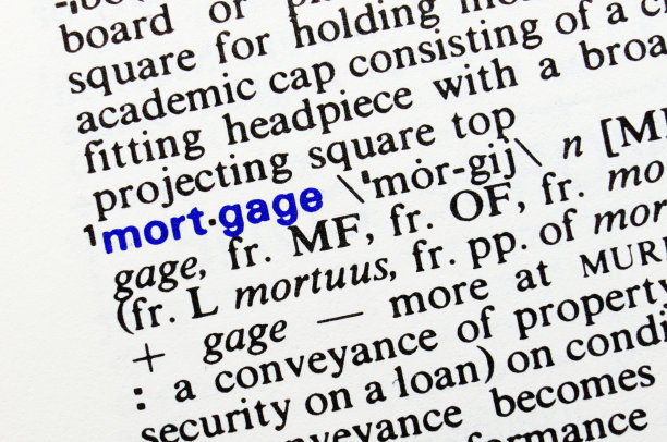 抵押贷款。词典词条的特写。图片下载