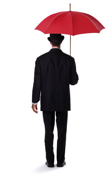 拿着红伞的商人图片下载