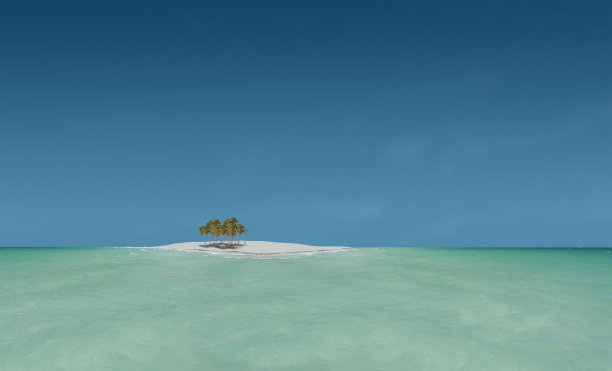 加勒比海的一个孤独的热带岛屿图片下载