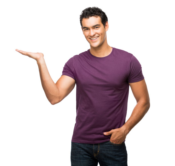 英俊的年轻人拿着想象中的东西图片下载