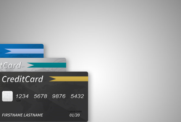 蓝色，银色和黑色的大版面信用卡图片下载