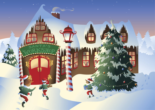 圣诞老人的车间素材图片