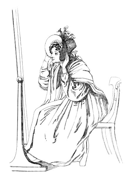 维多利亚时代的女人照镜子素材图片