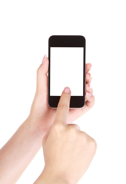 女性手里拿着一个空白的手机图片下载